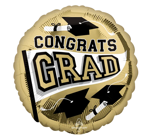 18" Foil Round Congrats Grad Gold
